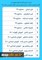 لیست کاندیداهای تایید شده کانون همیاران سلامت جسم و روان پردیس علامه امینی به شرح ذیل اعلام می گردد.   2